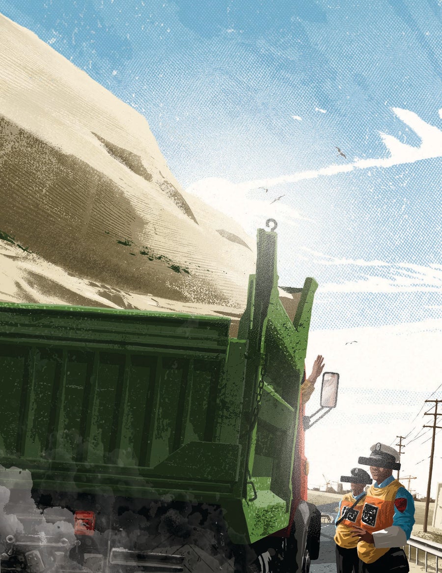 Illustration of a truck filled with sand.