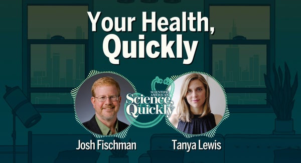 A man and a woman and an illustrated stethoscope and the words "Your Health Quickly"