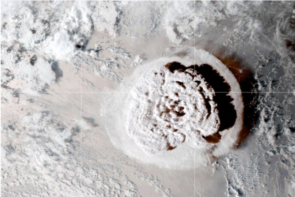 Volcanic eruption in the South Pacific